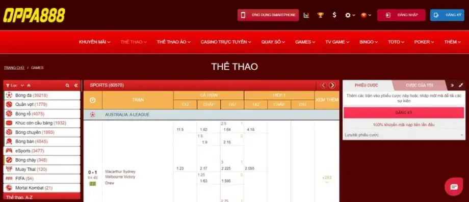 Oppa888 | Nhà cái chuyên cung cấp các trò chơi casino trực tuyến 49 Sảnh thể thao Oppa888 có nhiều giải đấu với các bộ môn khác nhau để người chơi tham gia